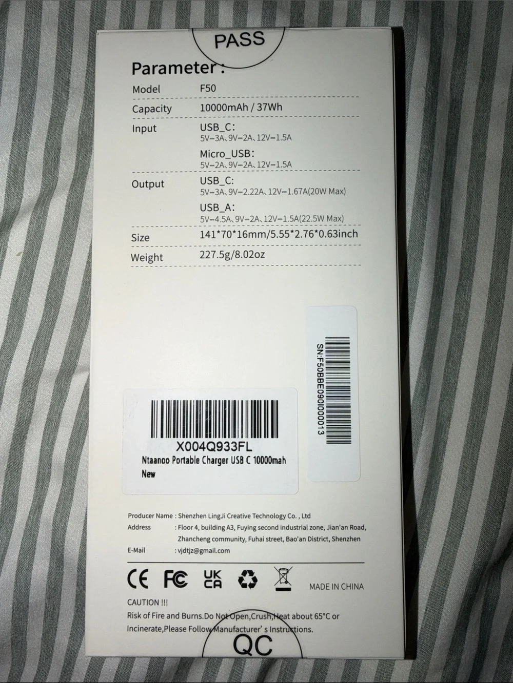 F50 White Power Bank - Portable Fast Charging
